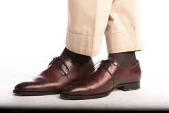 Dark Gray Cotton Socks with Burgundy & White Clocks