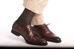 Dark Gray Cotton Socks with Burgundy & White Clocks