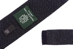 Dark Gray & Navy Herringbone Wool Knit Tie
