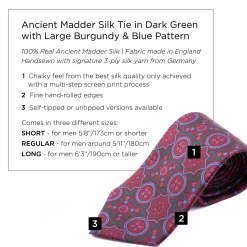 Dark Green & Burgundy Ancient Madder Silk Tie