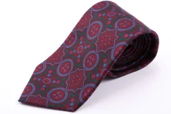 Dark Green & Burgundy Ancient Madder Silk Tie