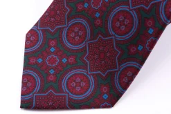 Dark Green & Burgundy Ancient Madder Silk Tie