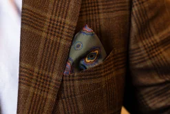 Dark Green Diamond Motif Silk Pocket Square