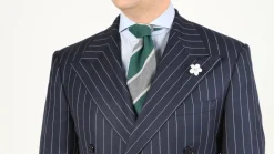 Dark Green & Gray Cashmere Wool Grenadine Tie
