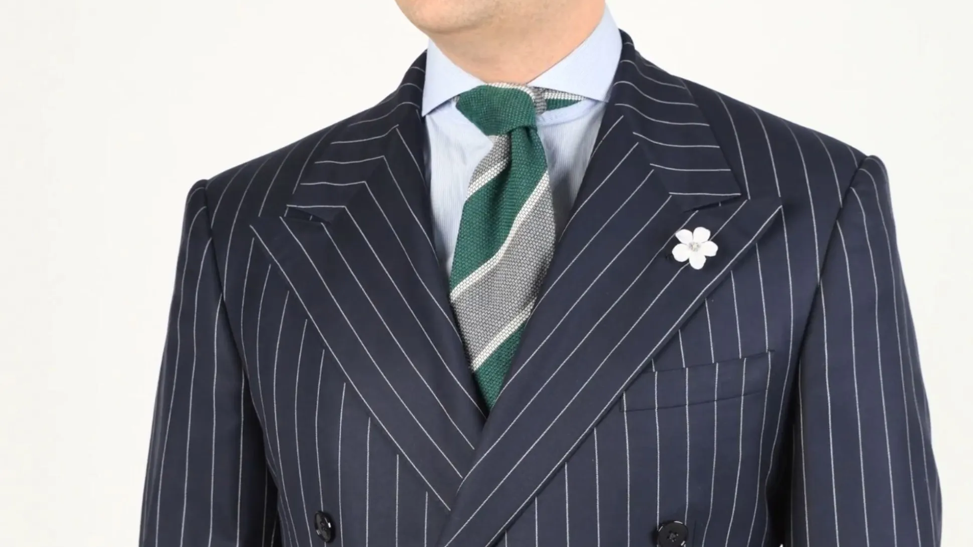 Dark Green & Gray Cashmere Wool Grenadine Tie