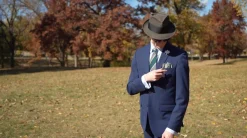 Dark Green & Gray Cashmere Wool Grenadine Tie