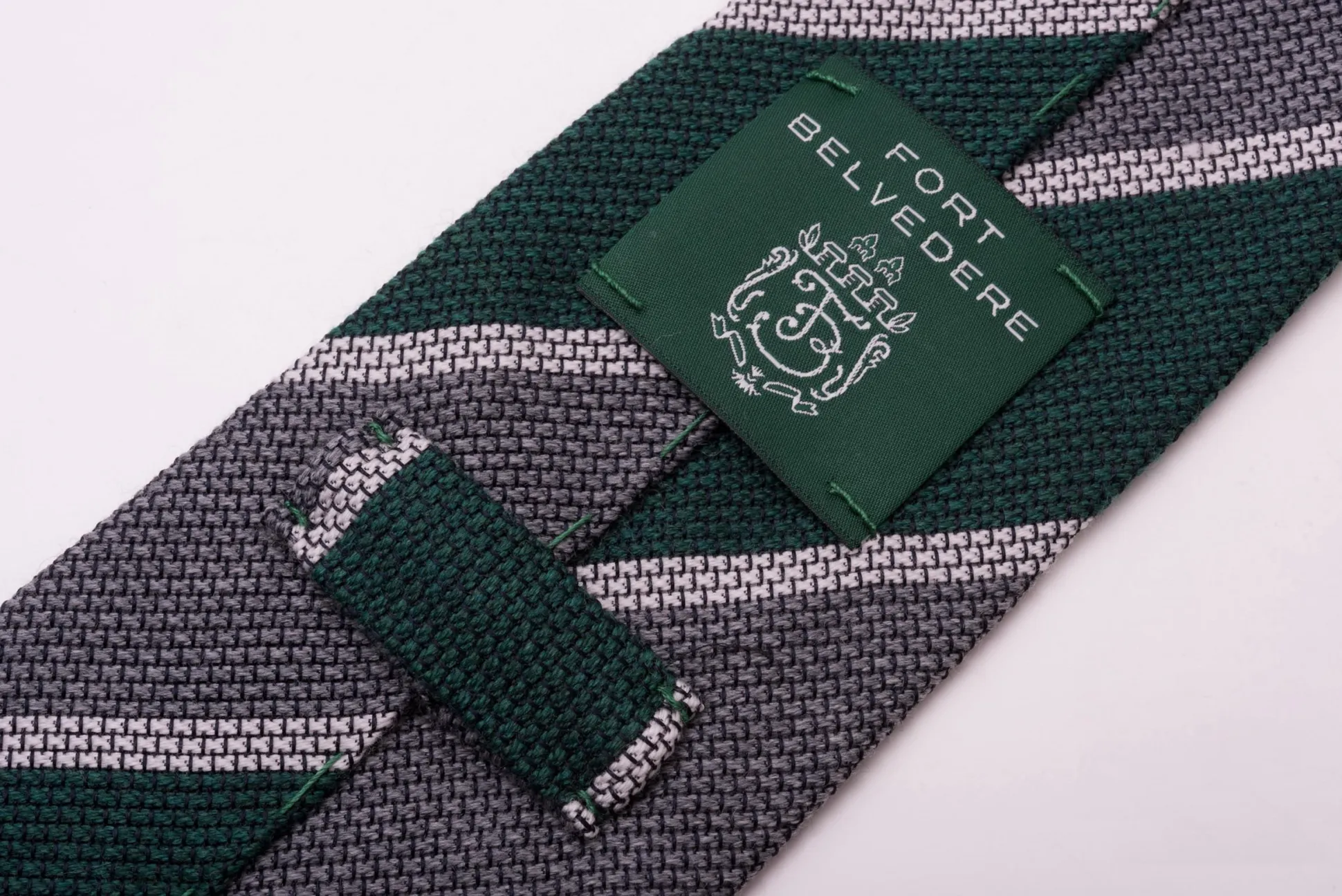 Dark Green & Gray Cashmere Wool Grenadine Tie