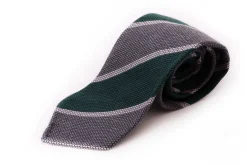 Dark Green & Gray Cashmere Wool Grenadine Tie