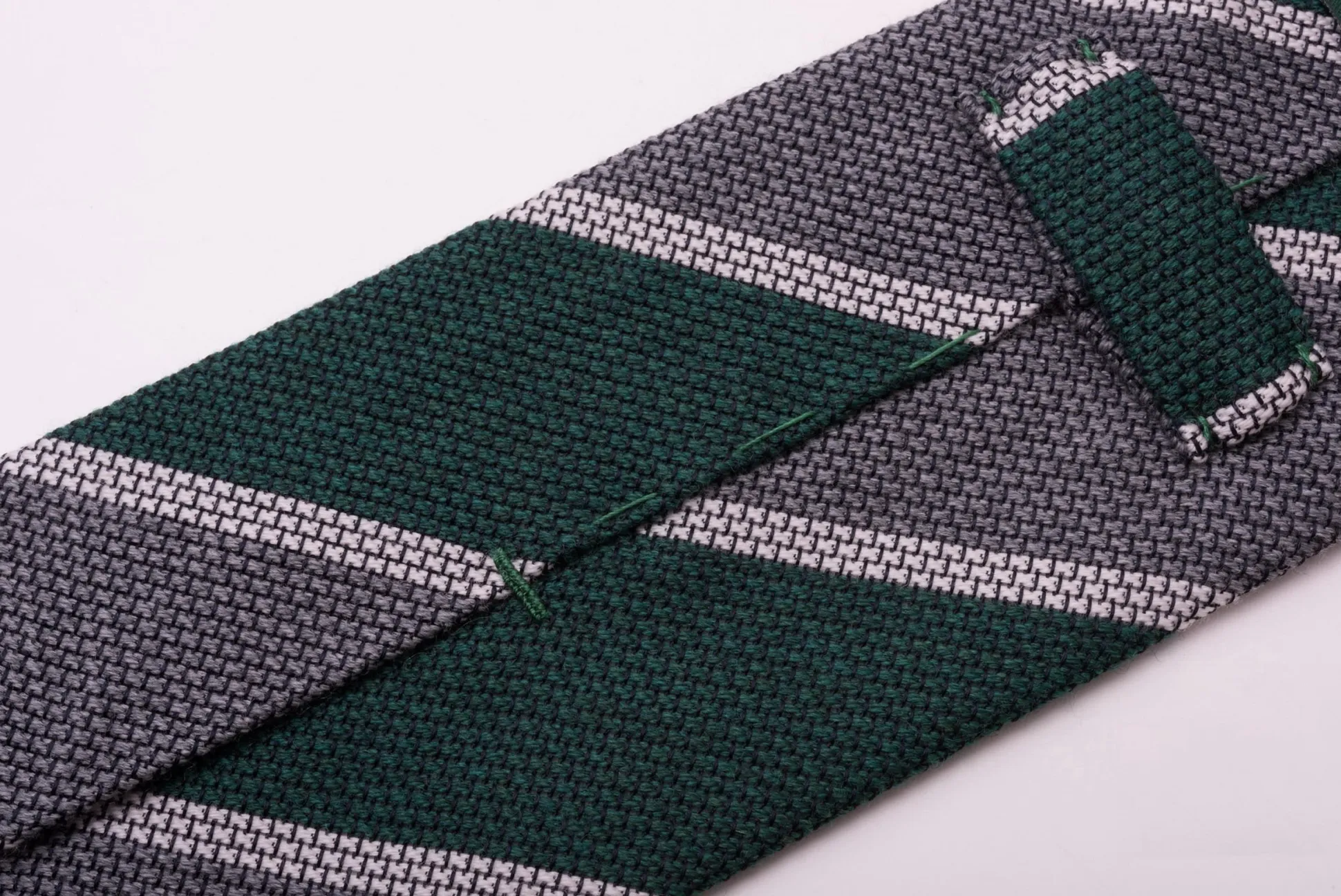 Dark Green & Gray Cashmere Wool Grenadine Tie