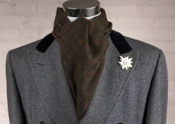 Dark Green Motif & Check Reversible Scarf
