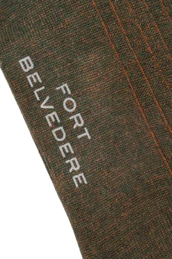 Dark Green & Orange Shadow Stripe Midweight Cotton Socks