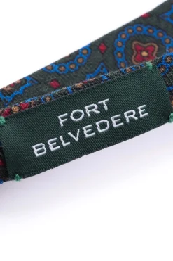 Dark Green Pattern Wool Challis Bow Tie