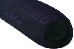 Dark Green & Purple Shadow Stripe Lightweight Cotton Socks