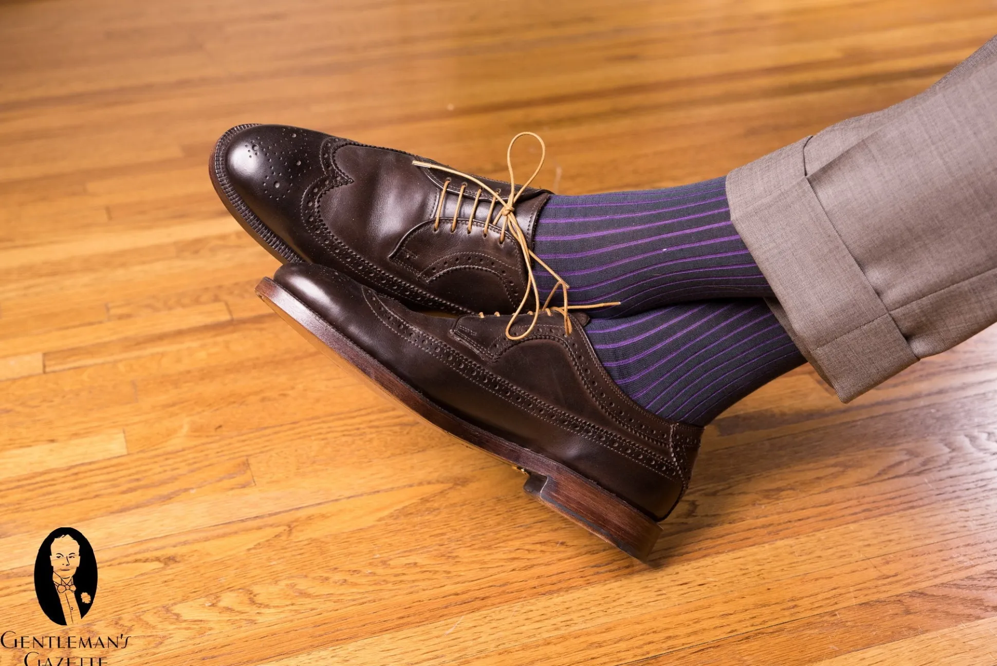 Dark Green & Purple Shadow Stripe Lightweight Cotton Socks