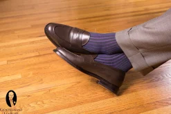 Dark Green & Purple Shadow Stripe Lightweight Cotton Socks