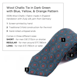 Dark Green Wool Challis Tie