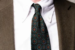 Dark Green Wool Challis Tie