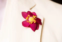 Dark Magenta Lotus Boutonnière Flower