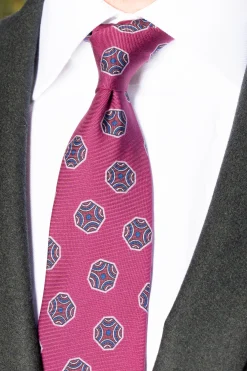 Dark Mauve Fancy Tile Printed Silk Tie