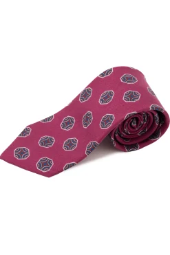 Dark Mauve Fancy Tile Printed Silk Tie