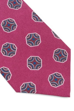 Dark Mauve Fancy Tile Printed Silk Tie