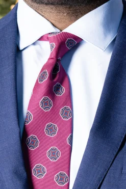 Dark Mauve Fancy Tile Printed Silk Tie