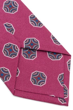 Dark Mauve Fancy Tile Printed Silk Tie