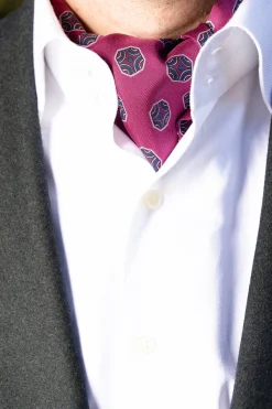 Dark Mauve Fancy Tile Silk Ascot