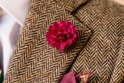 Dark Red Mini Carnation Silk Boutonnière Flower