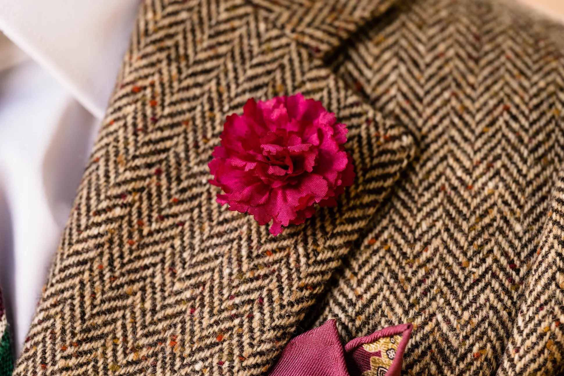 Dark Red Mini Carnation Silk Boutonnière Flower
