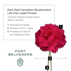 Dark Red Mini Carnation Silk Boutonnière Flower