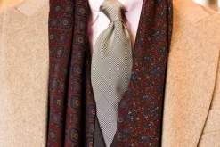 Dark Red Motif & Paisley Reversible Scarf