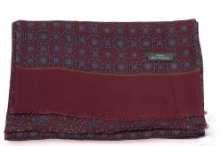 Dark Red Motif & Paisley Reversible Scarf