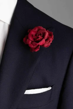 Dark Red Velvet Spray Rose Boutonnière Flower