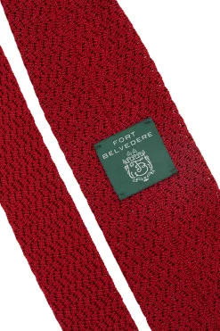 Dark Red Zigzag Silk Knit Tie