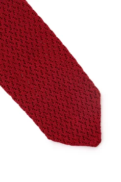 Dark Red Zigzag Silk Knit Tie