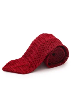 Dark Red Zigzag Silk Knit Tie