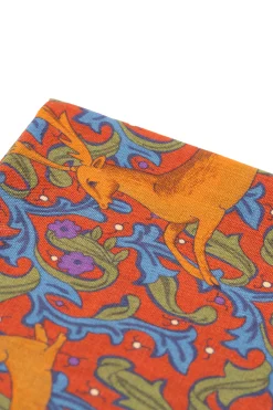 Dark Rust Orange Motif Silk-Wool Pocket Square