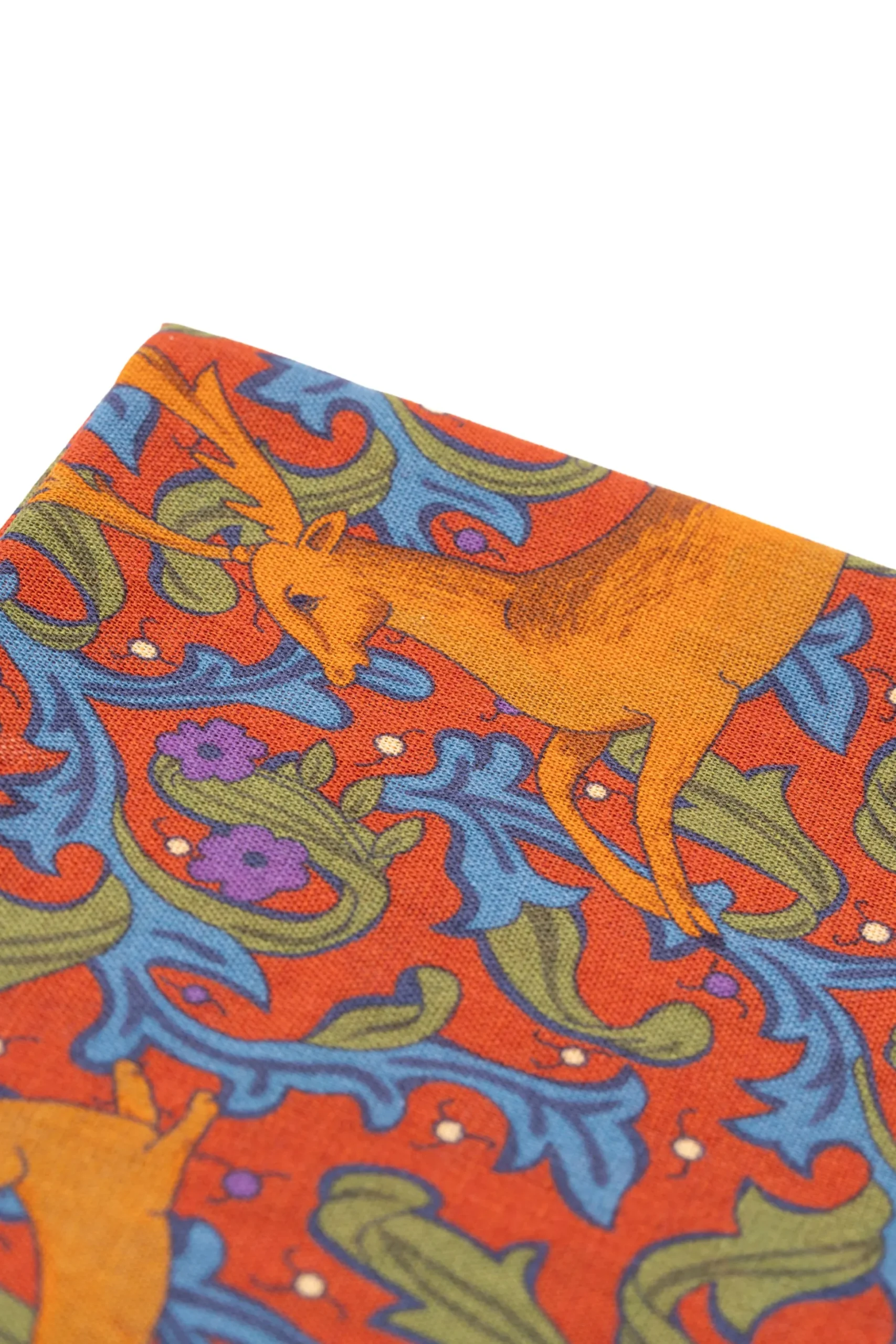 Dark Rust Orange Motif Silk-Wool Pocket Square