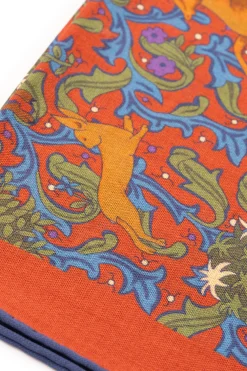 Dark Rust Orange Motif Silk-Wool Pocket Square