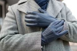 Denim Blue Touchscreen Lamb Nappa Gloves