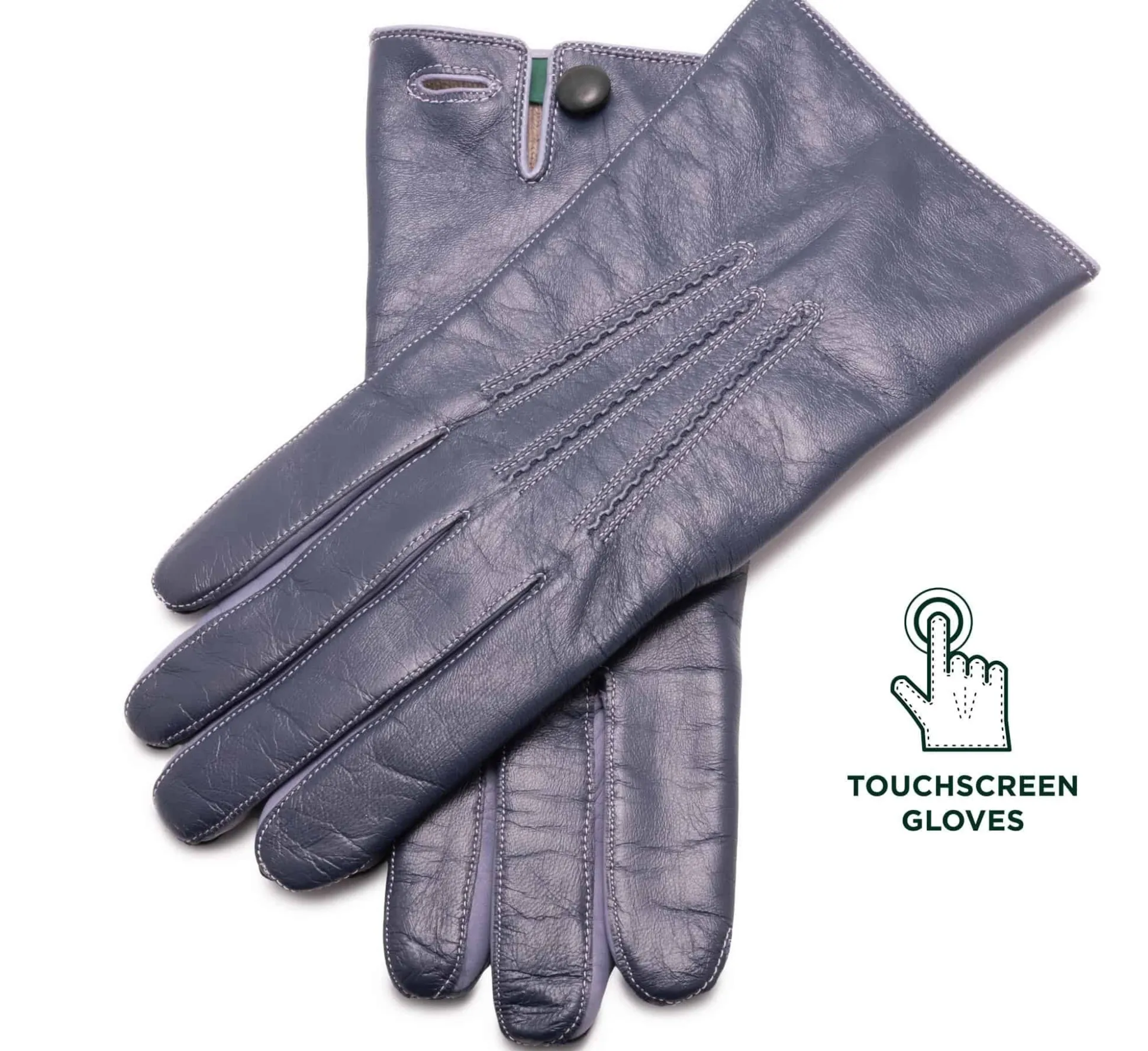 Denim Blue Touchscreen Lamb Nappa Gloves