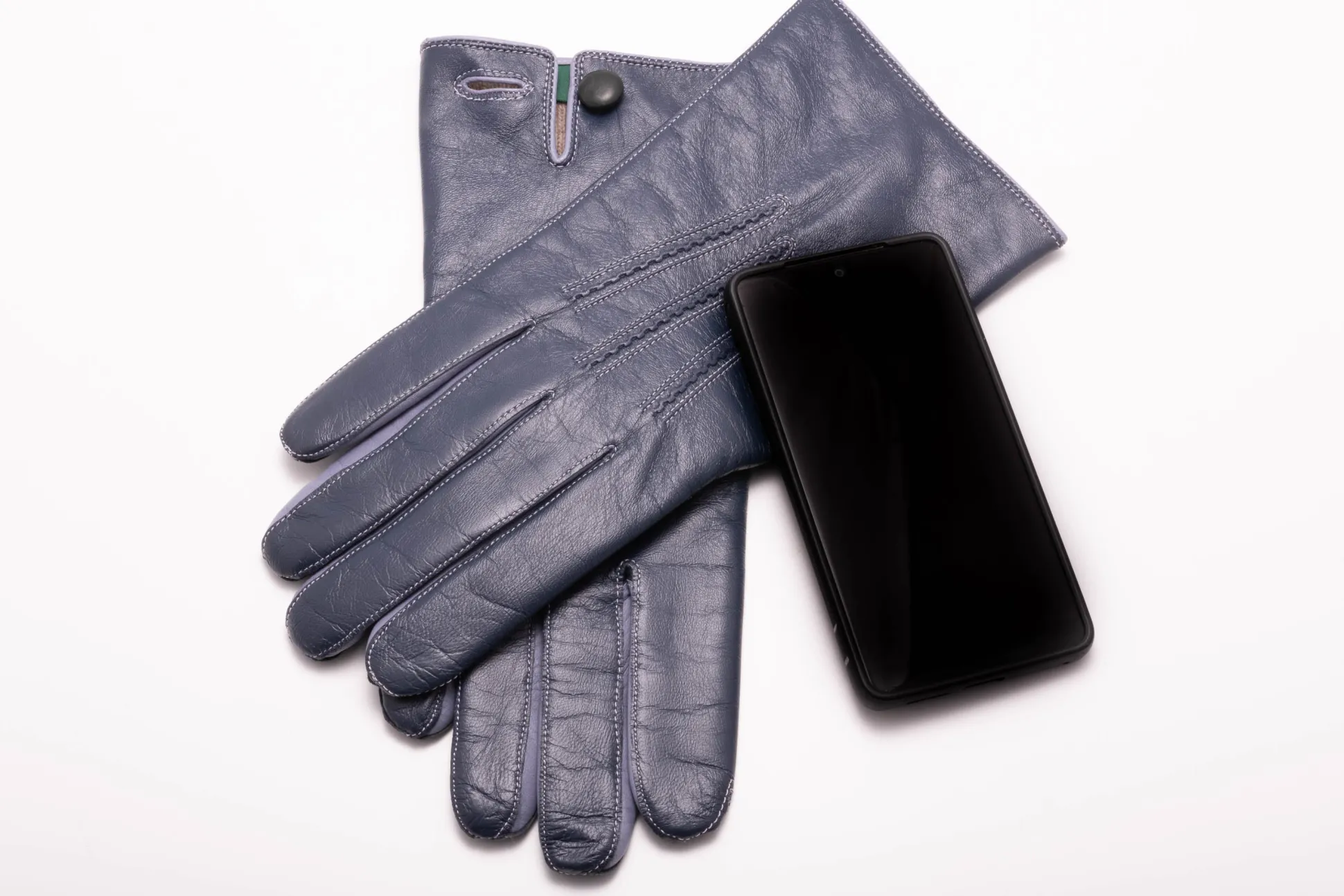 Denim Blue Touchscreen Lamb Nappa Gloves