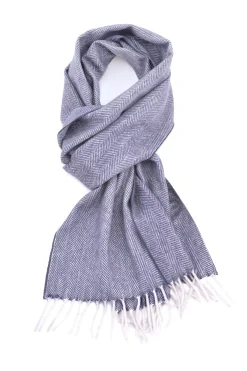 Dolphin Gray Herringbone Cashmere Scarf