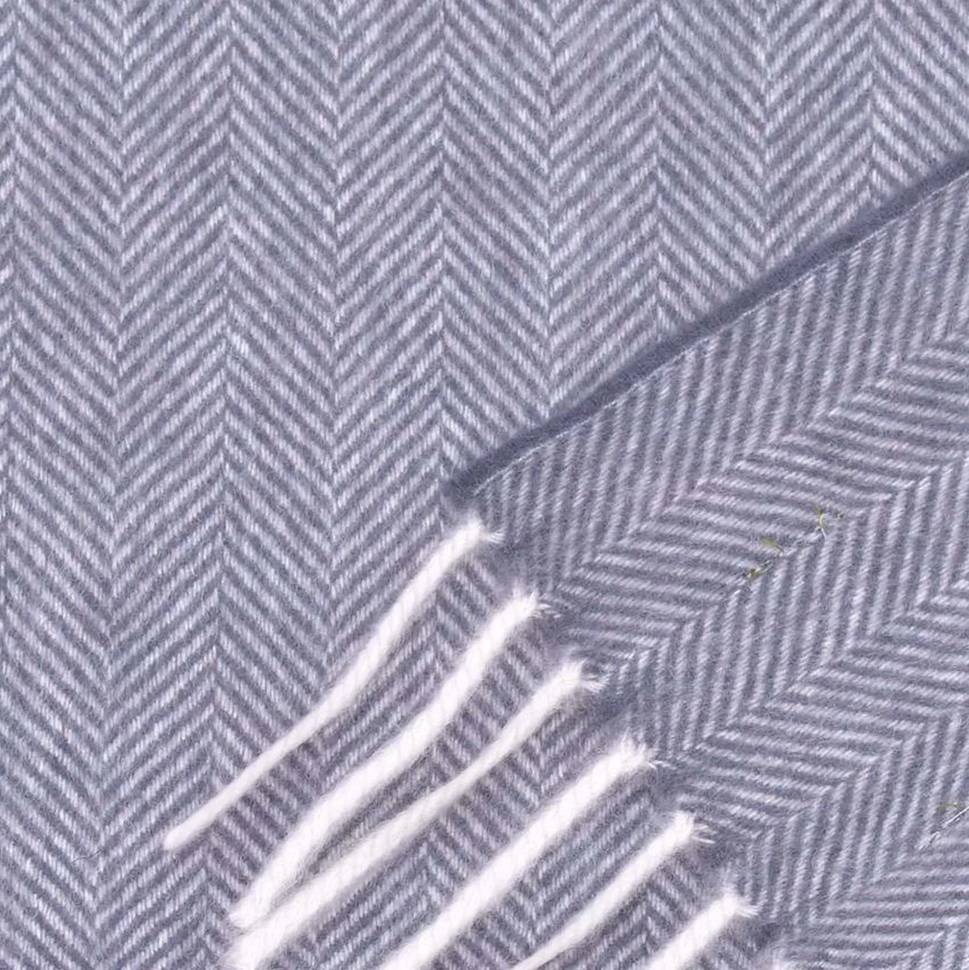 Dolphin Gray Herringbone Cashmere Scarf