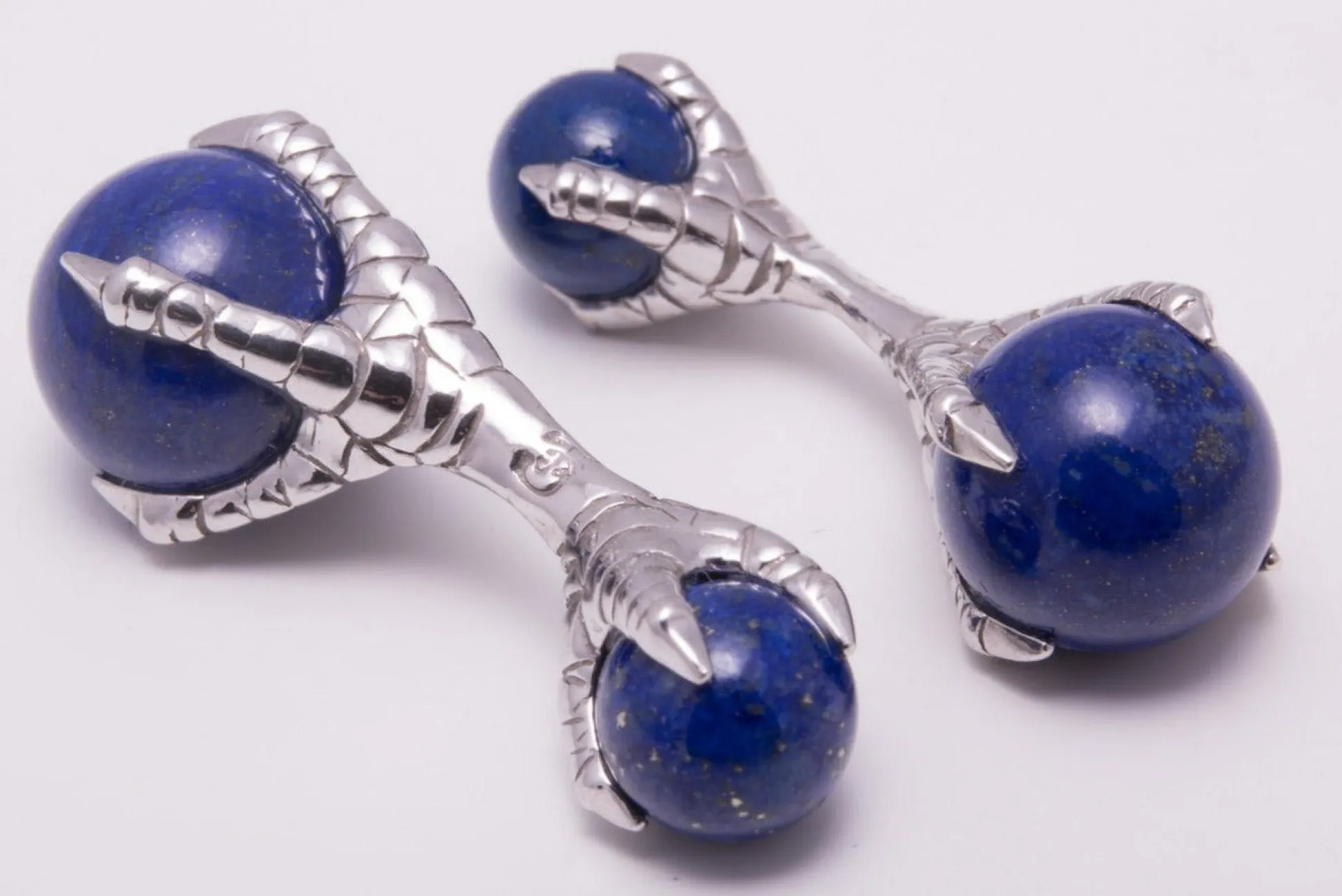 Eagle Claw Lapis Lazuli Silver Cufflinks