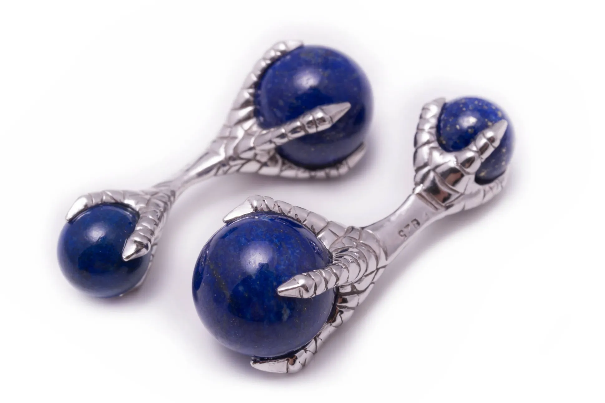 Eagle Claw Lapis Lazuli Silver Cufflinks