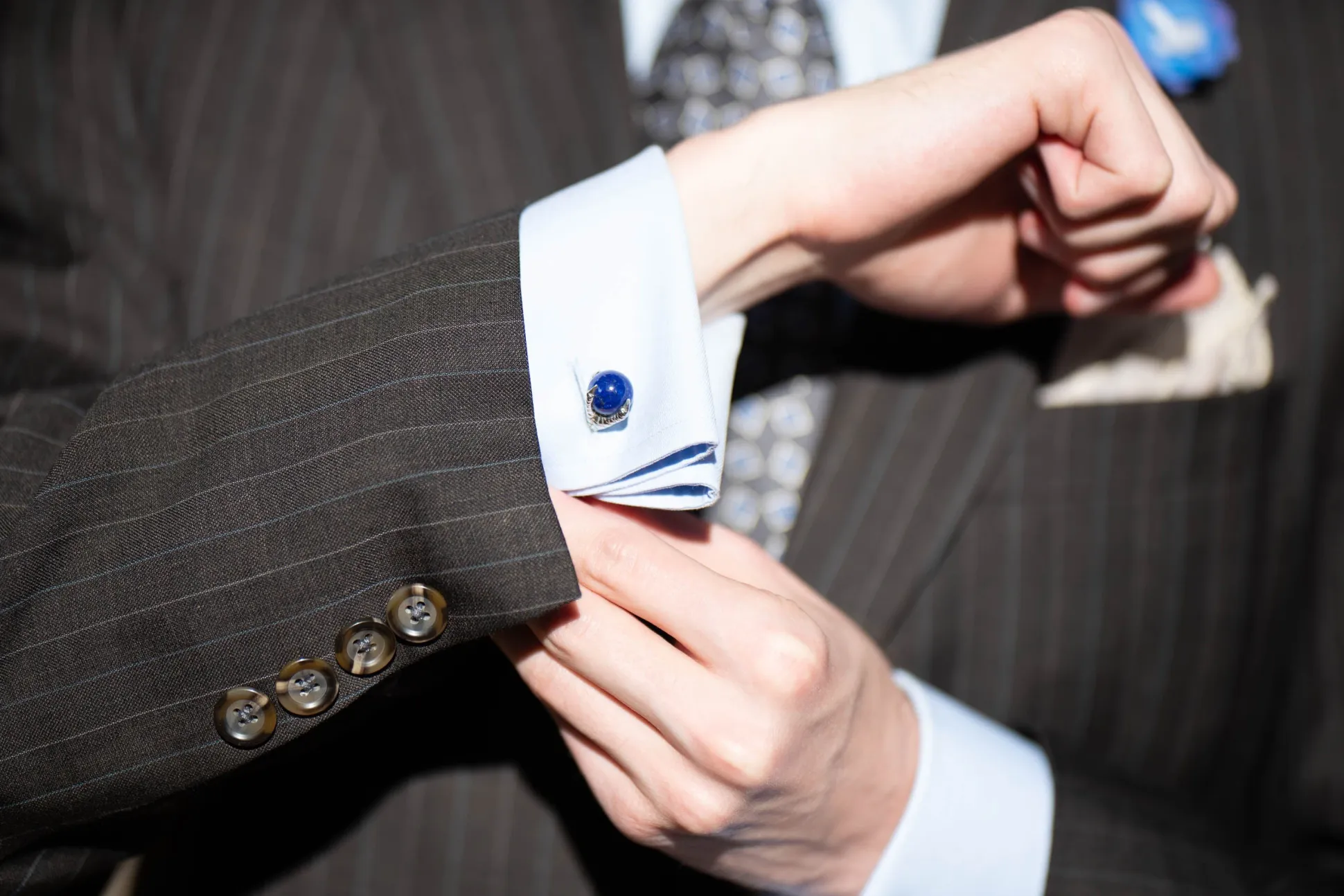 Eagle Claw Lapis Lazuli Silver Cufflinks