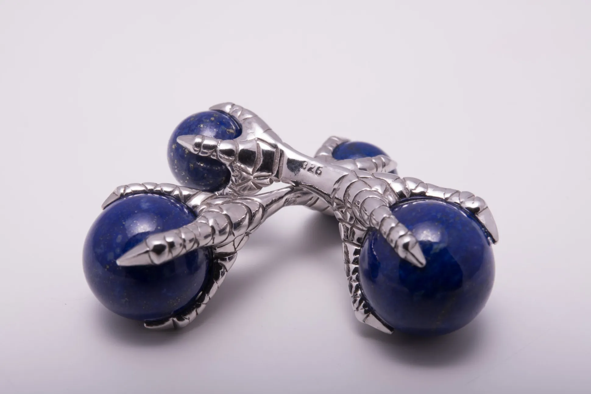 Eagle Claw Lapis Lazuli Silver Cufflinks