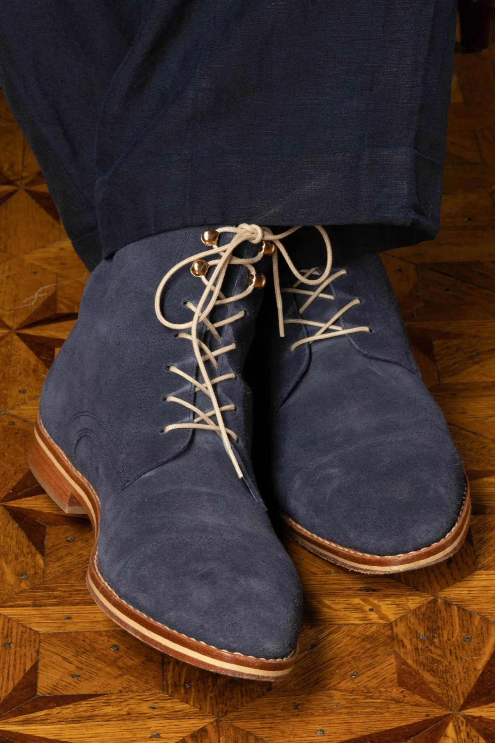 Flat Beige Waxed Cotton Shoelaces